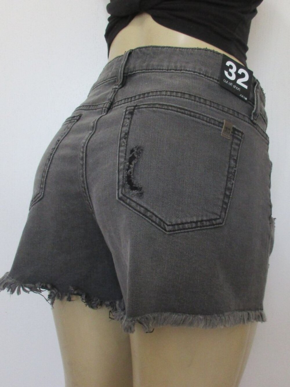 New JOE'S Jeans Black Denim Short the Cut Off Distessed